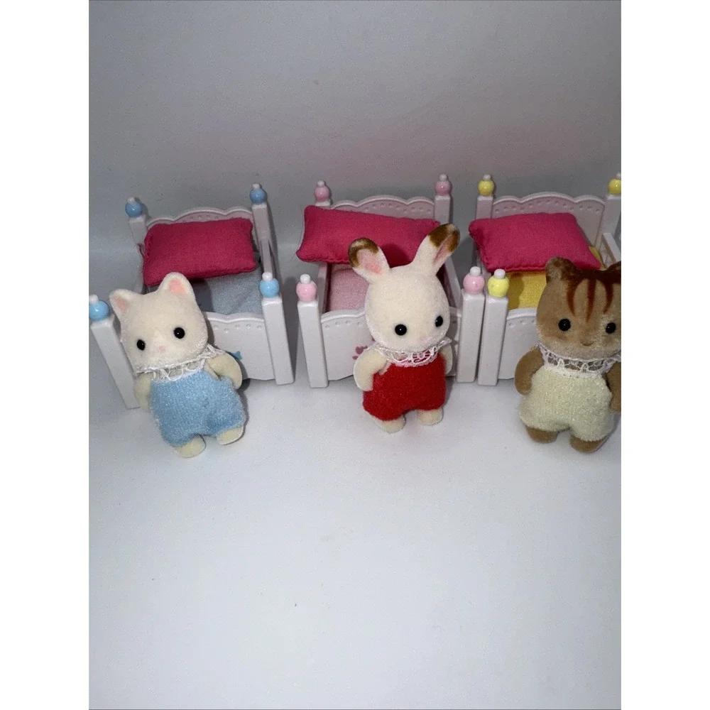 Sylvanian Families Calico Critters Lot Babies & Cribs Epoch Bunny Cat Squirrel